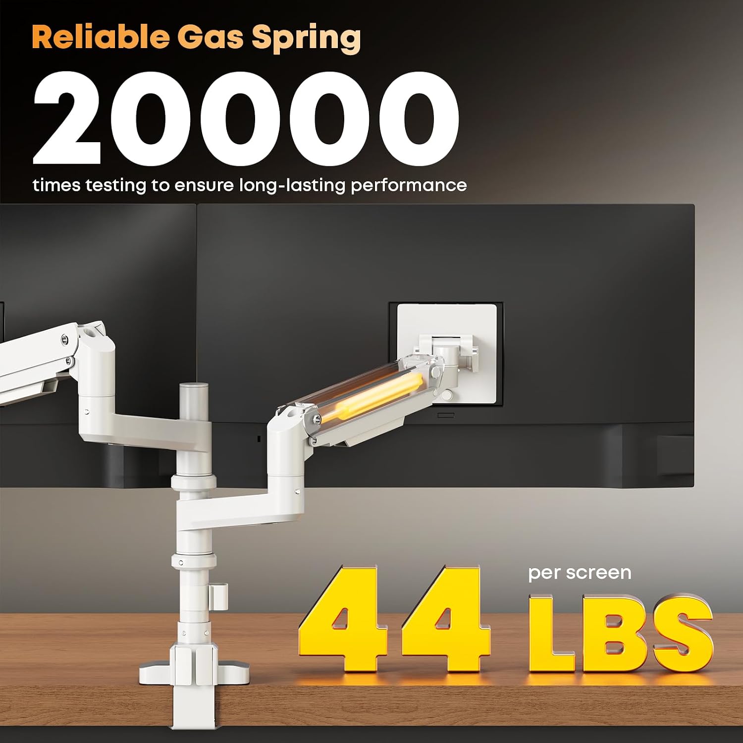 PUTORSEN 17-49'Premium Aluminum Heavy Duty Dual Monitor Arm for Ultrawide Screens up to 44lbs, Vertical Stacked Dual Monitor Desk Mount, Full Motion Dual Vertical Monitor Mount, VESA 75/100, White