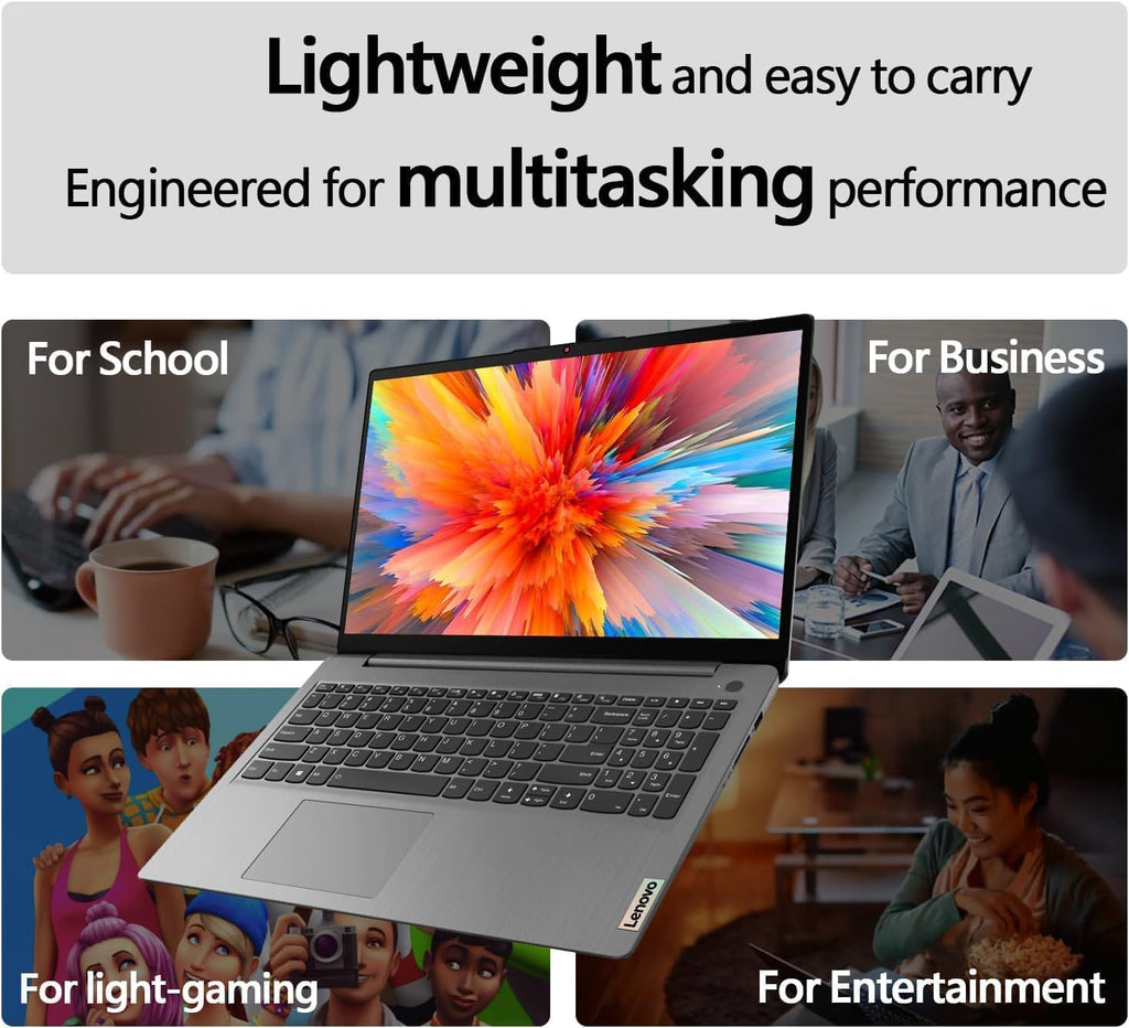 Lenovo 15.6' IdeaPad 1 Laptop | 12GB RAM | Dual Storage: 256GB SSD + 128GB eMMC | Wi-Fi 6 | USB-C | 1-Year Microsoft Office 365 | Intel Dual-Core | HD Display | Windows 11 | w/WOWPC Recovery USB