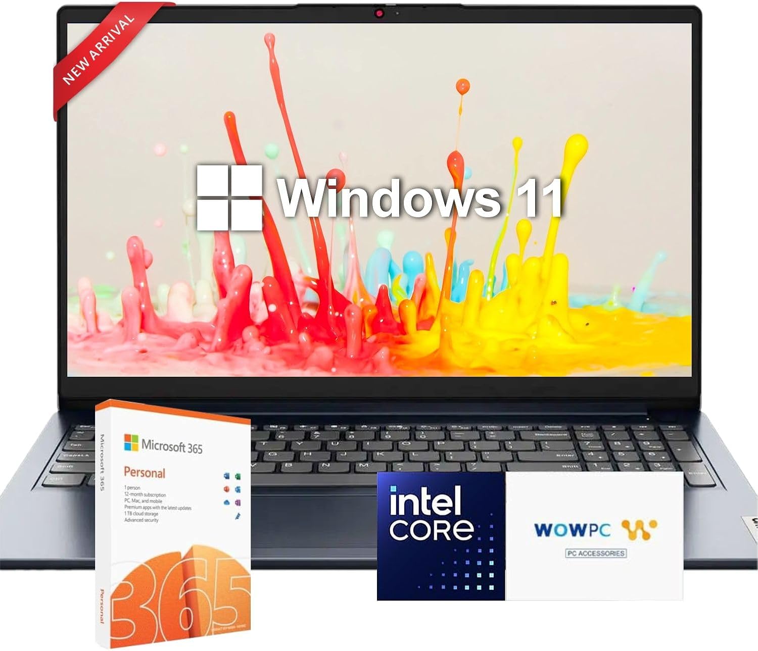 Lenovo Ideapad Business Laptop with Microsoft Office, Intel Dual-Core Processor, 15.6', 8GB RAM, 256GB SSD, SD Card Reader, Windows 11, WOWPC Recovery USB