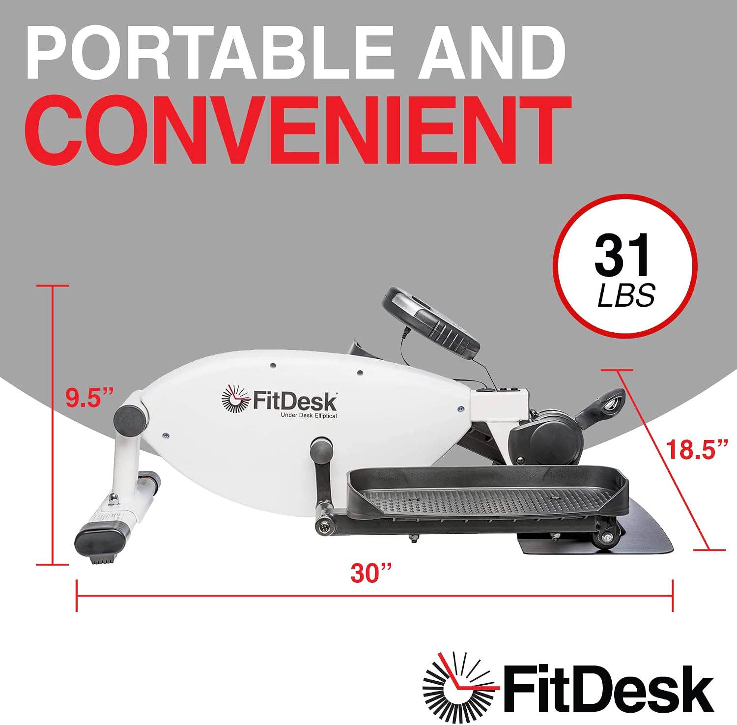 FitDesk Under Desk Bike Exercise Machine, Compact Magnetic Pedal Exerciser, Mini Elliptical, Quiet Seated Cardio Trainer for Home Office Workouts, Adjustable Resistance Bike for Desk Fitness