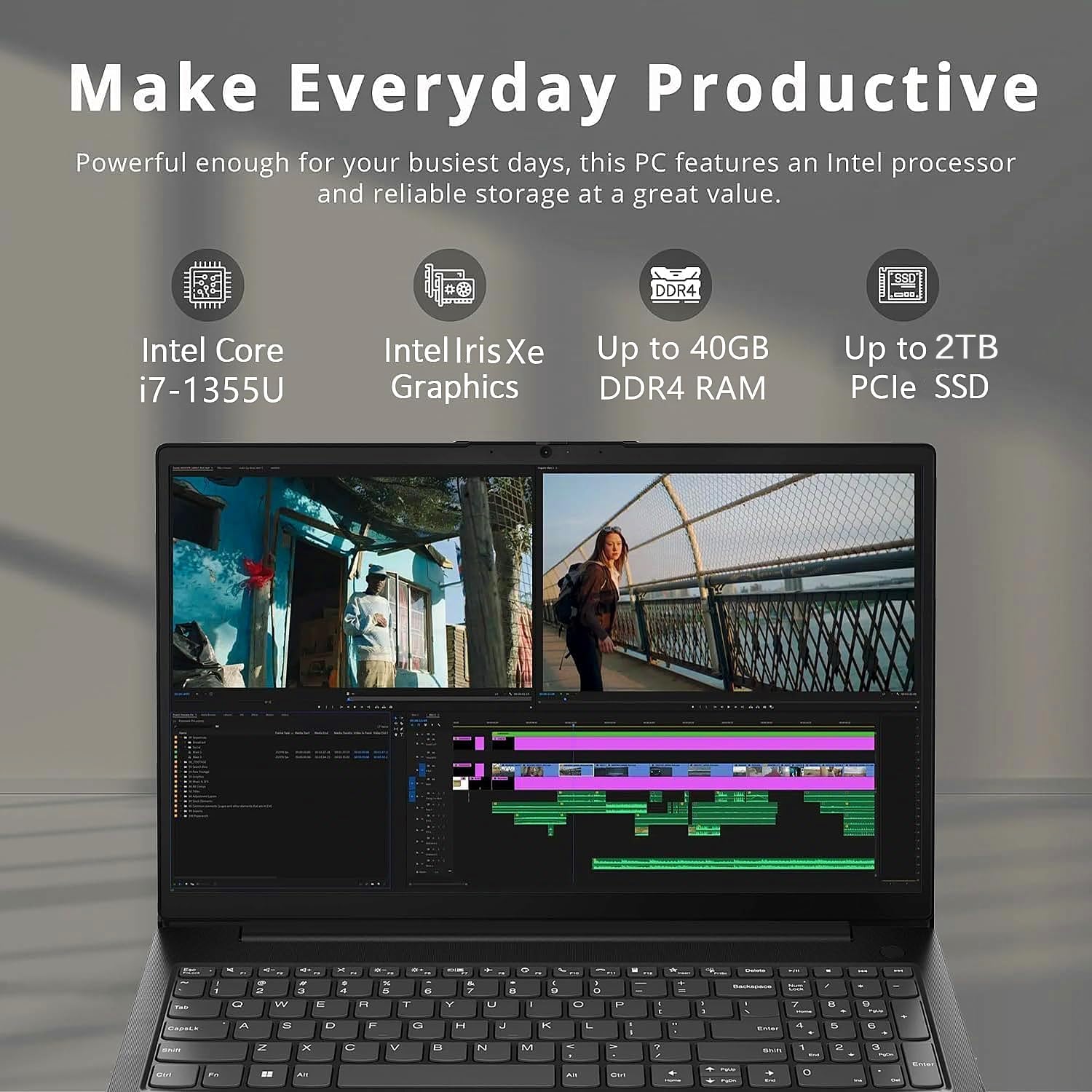 Lenovo V15 Gen 4 Business Laptop, 15.6' FHD Screen, 13th Gen Intel 10 Cores i7-1355U up to 5.0GHz, 16GB RAM, 1TB PCIe SSD, HD Camera with Privacy Shutter, Wi-Fi, HDMI, Windows 11 Pro, Black