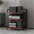 Audio Rack Movable Stereo Rack Audio Equipment Rack Audio with Wheels Stereo Shelf Wooden Open Audio-Video Shelving Waterproof(Brown,3 Tier)
