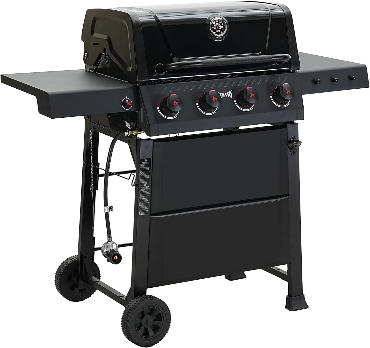 Feasto Propane Gas Grill, 36,000 BTU Outdoor Patio BBQ, Porcelain-Enameled Cookbox & Porcelain-Enameled Cast-Iron Grates, 559 Sq. In., Black (Black, 4) (Black2)