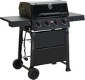 Feasto 4-Burner Gas BBQ Grill with Side Tables, 36,000 BTU Outdoor Propane Grill with Premium Enameled Coated Chamber Body & Porcelain-Enameled Grates for Deck Party & Patio BBQ, 559 Sq. In., Black