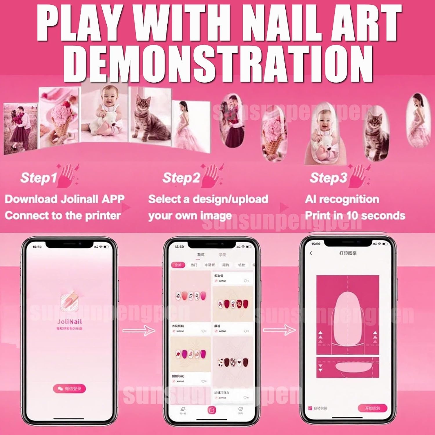 Nail Printer Nail Art Machine,Impresora De UñAs Profesional,Digital Nail Art Printer Machine,DIY Nail Printer Control Through Mobile App for Home Salon,Cute Girls Women Gift Machine+InkCartridge