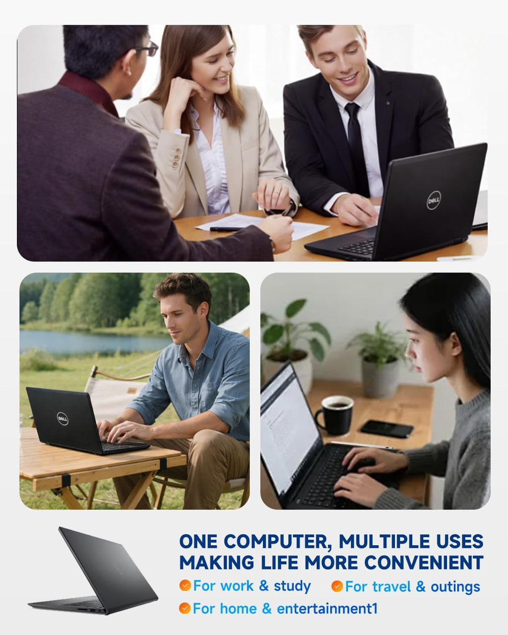 Dell Inspiron 15 3535 Touchscreen Laptop - 20GB DDR4 RAM, 1TB SSD, 15.6' FHD WVA Display, AMD Ryzen 7 7730U,Windows 11 Pro, Copilot, Wi-Fi, Numeric Keypad, Webcam, for Business & Students