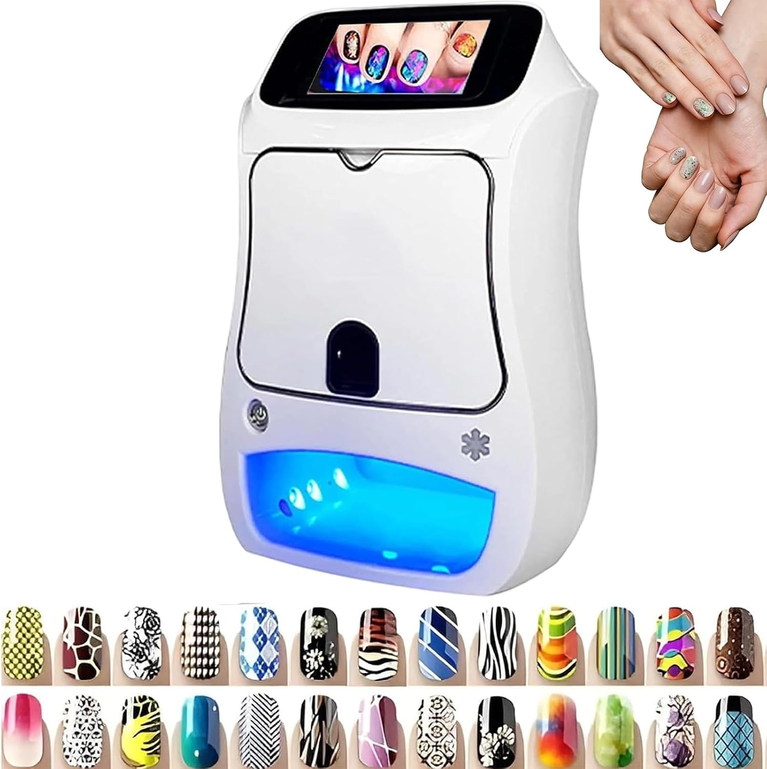 Automatic Smart 3D Art Nail Printer, Digital Mobile Nail Art Printer - Mini Portable Nail Painting Machine Control Through Frees Mobile App, for Beauty & Personal Care for Girls' Home Nails