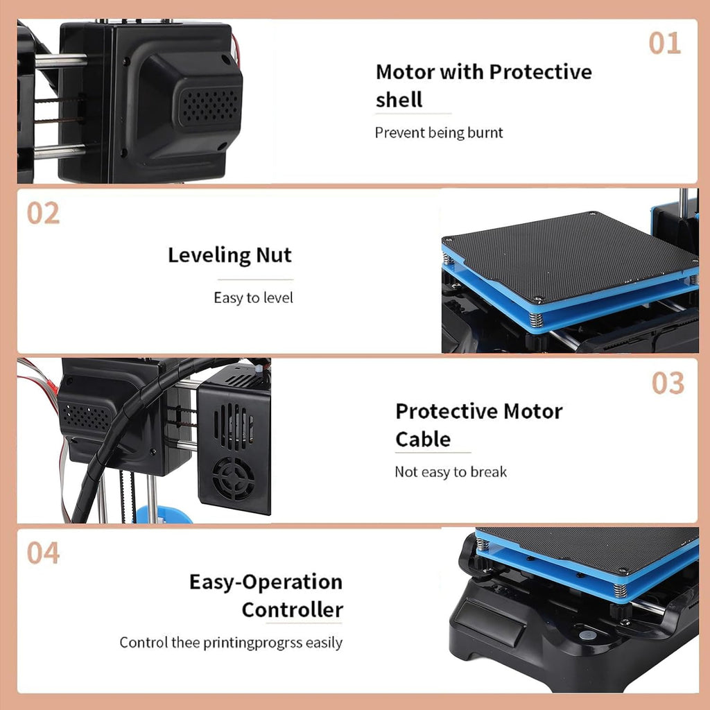 Small 3D Printer, Supports Various 1.75mm 3D Filaments 3D Printing Machine Fast Heating Portable Compact PLA TPU 1.75mm Filament Format (EU Plug)