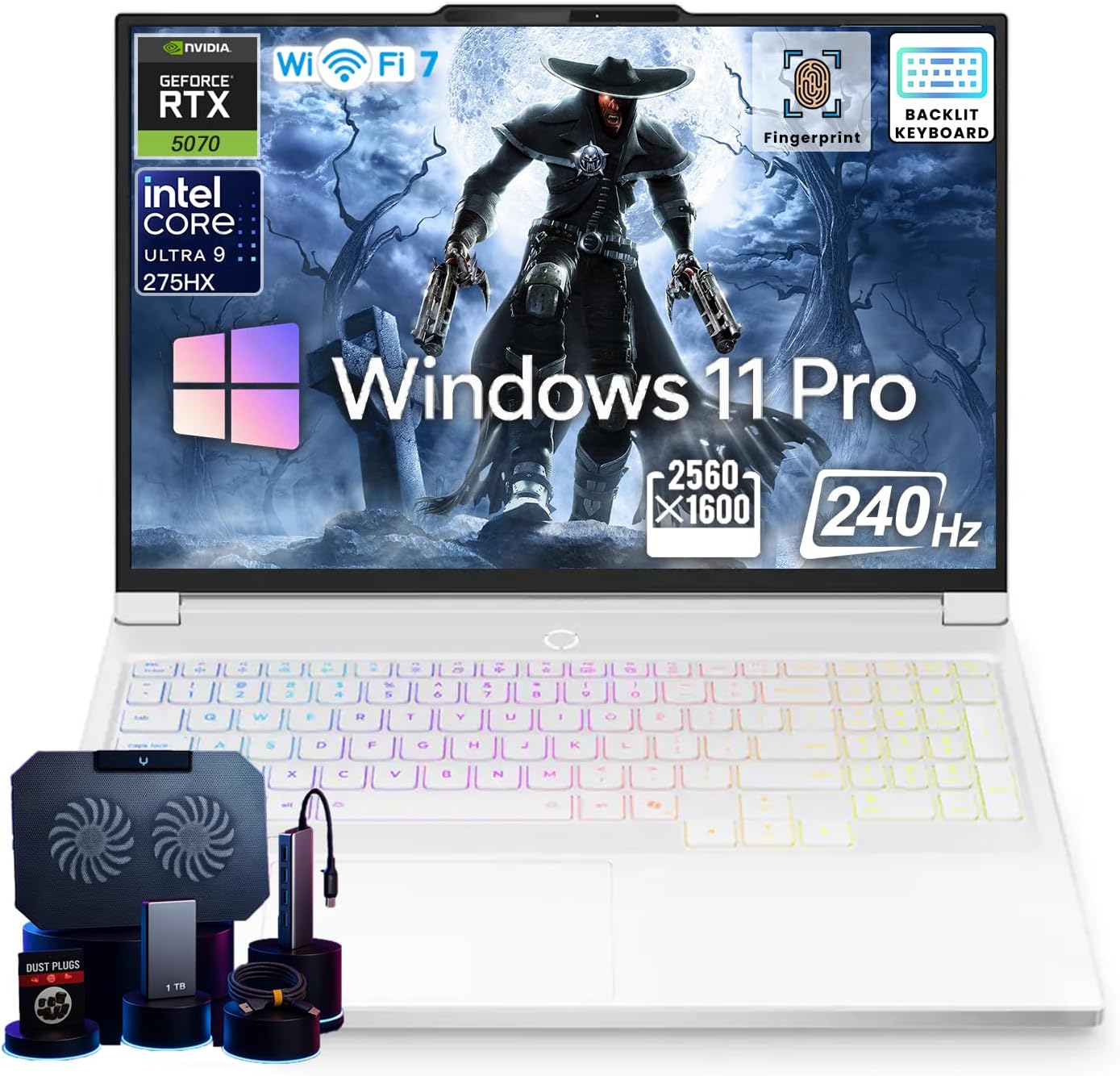 Lenovo Legion 7i Gaming Laptop • GeForce RTX 5070 • 16'' 2.5k 240Hz Display • Intel 24-Core U9-275HX • Backlit KB • Facial Recognition • Win 11 Pro • Accessories • Wi-Fi 7 • 64GB DDR5+2TB SSD