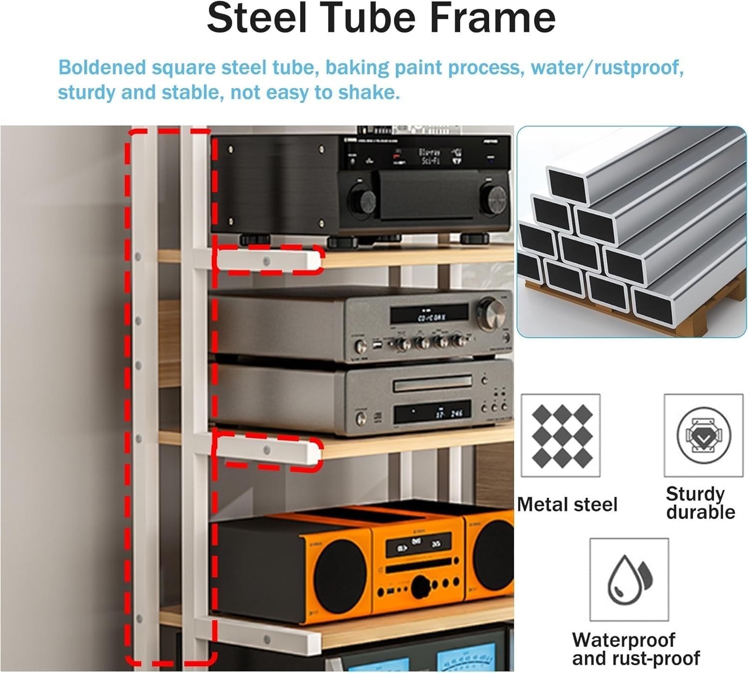 HiFi Rack Record Player Stand, 3/4/5 Tier AV Media Player Stand, Audio/Video Component Stereo Cabinet for Record Player, Amplifier, Entertainment Equipment(Style A,50x40x81cm)