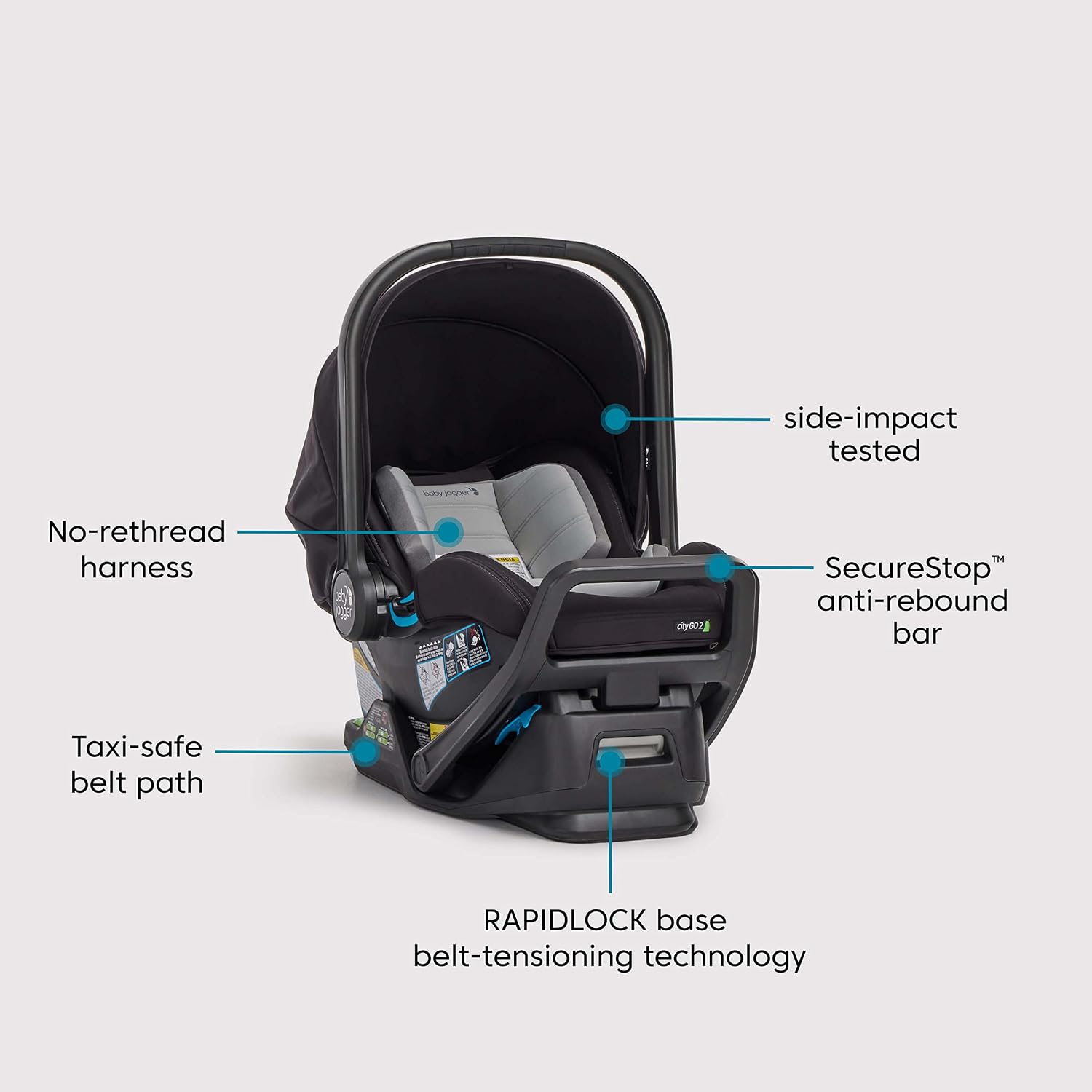 Baby Jogger® City Sights® Travel System - Convertible Stroller with Included City GO Infant Car Seat Rich Black