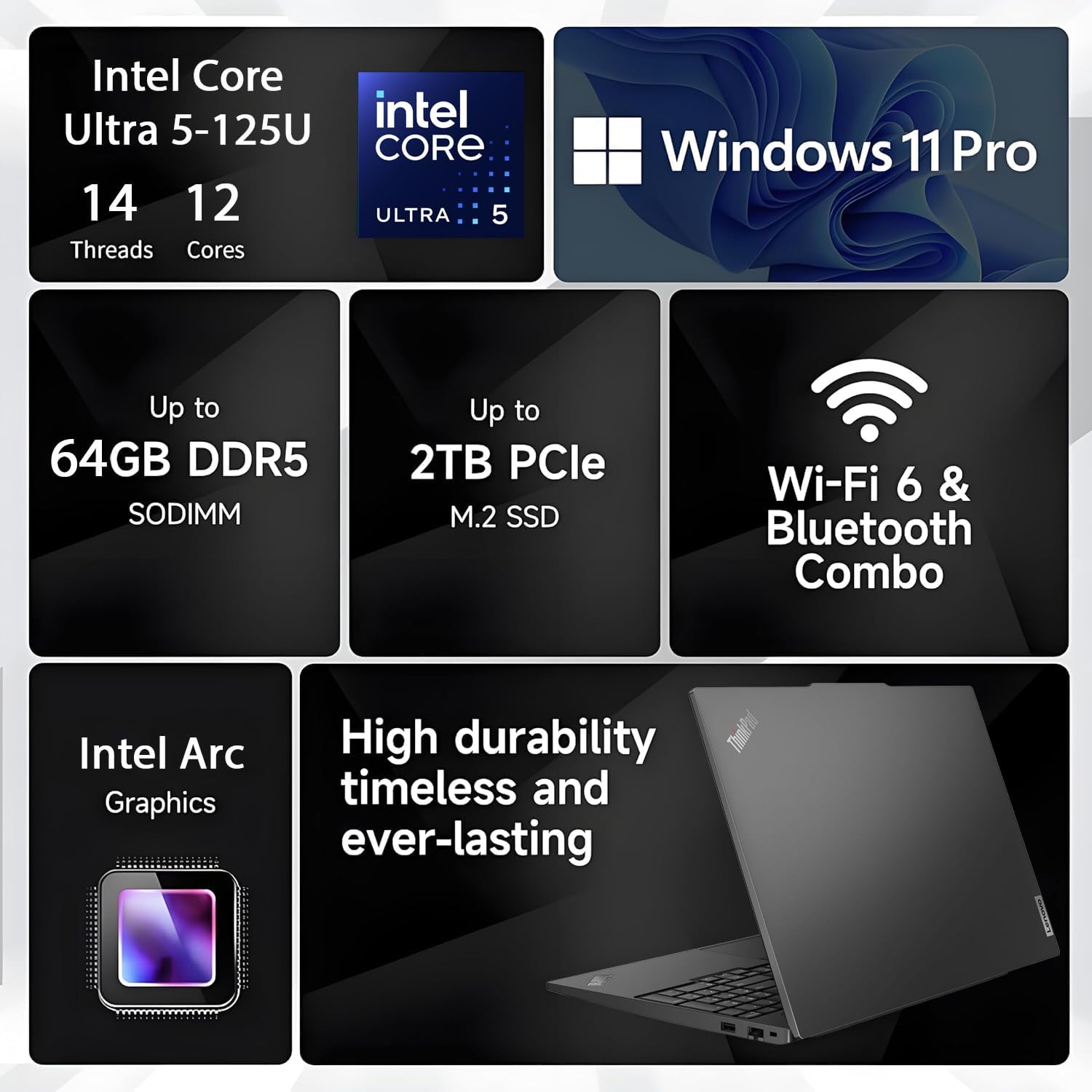 Lenovo Newly Designed 16' WUXGA Thinkpad E16 Laptop(2025/2026 Edition) with Microsoft Office, Intel Core Ultra 5 125U, 32GB RAM, 1TB SSD, Backlit Keyboard, Fingerprint Reader, Windows 11 Pro, WOWPC