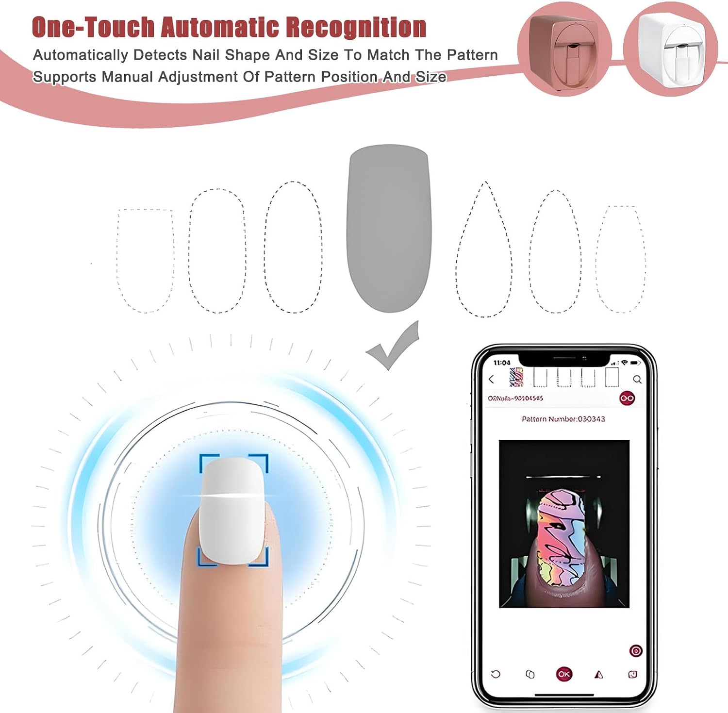Professional 3D Nail Printer Mini Printer for Nails with 2 Ink Cartridges, Multifunction Portable Mobile Nail Painting Machine for Kid/Nail Studio/Manicurist/Nail Lovers A