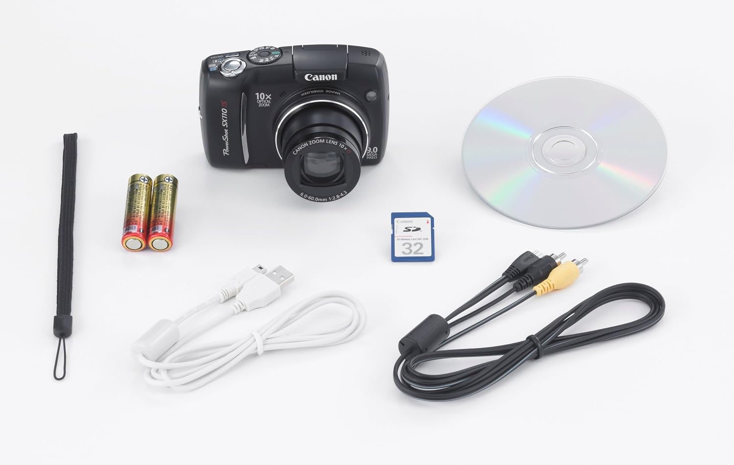 Canon Powershot SX110IS 9MP Digital Camera with 10x Optical Image Stabilized Zoom (Black) (Renewed)