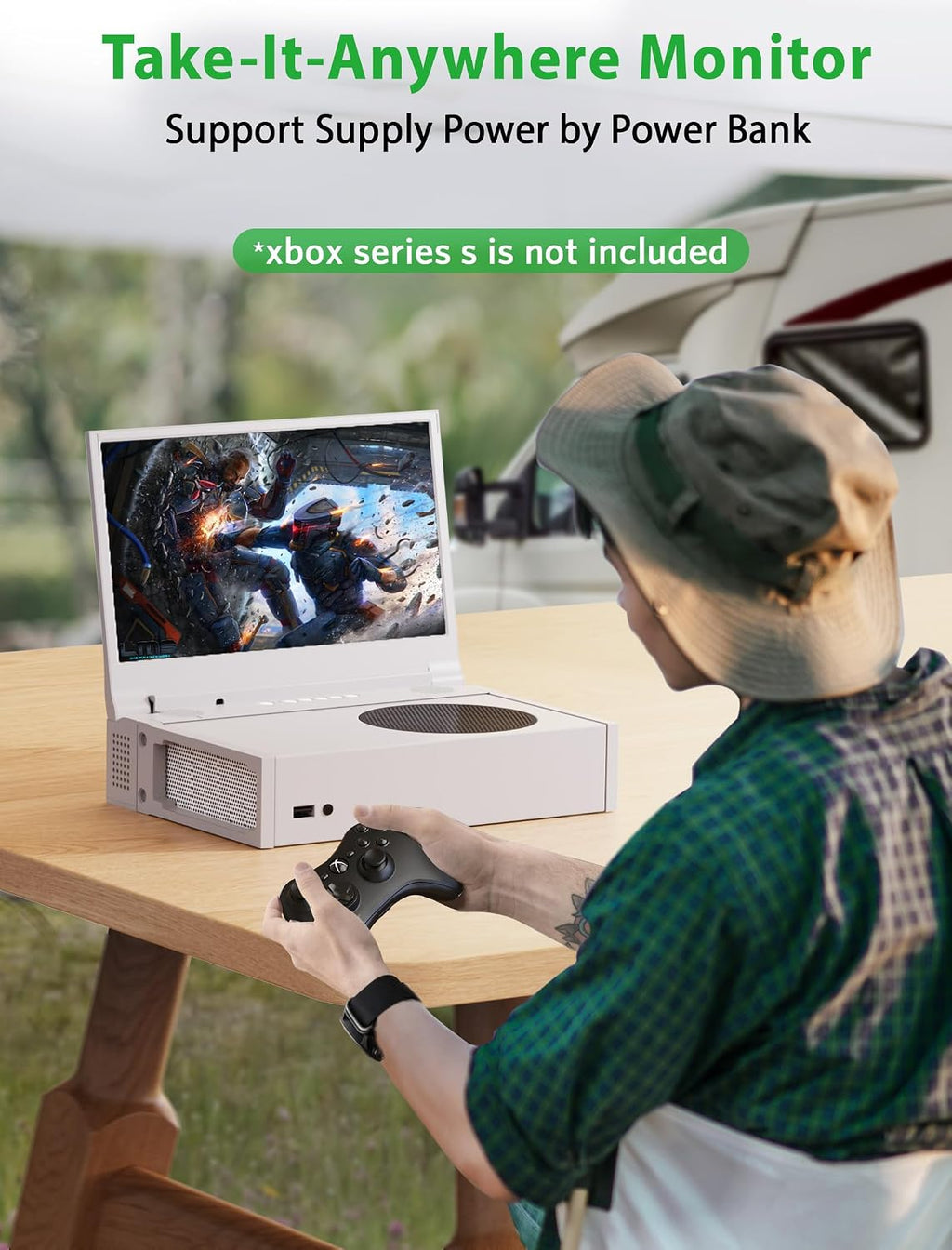DEPGI 4K 14' Portable Gaming Monitor IPS Screen for Xbox Series S（not Included） with Remote Control, Portable Monitor with HDR10, AMD FreeSync, 2X HDMI for Indoor Outdoor Travel