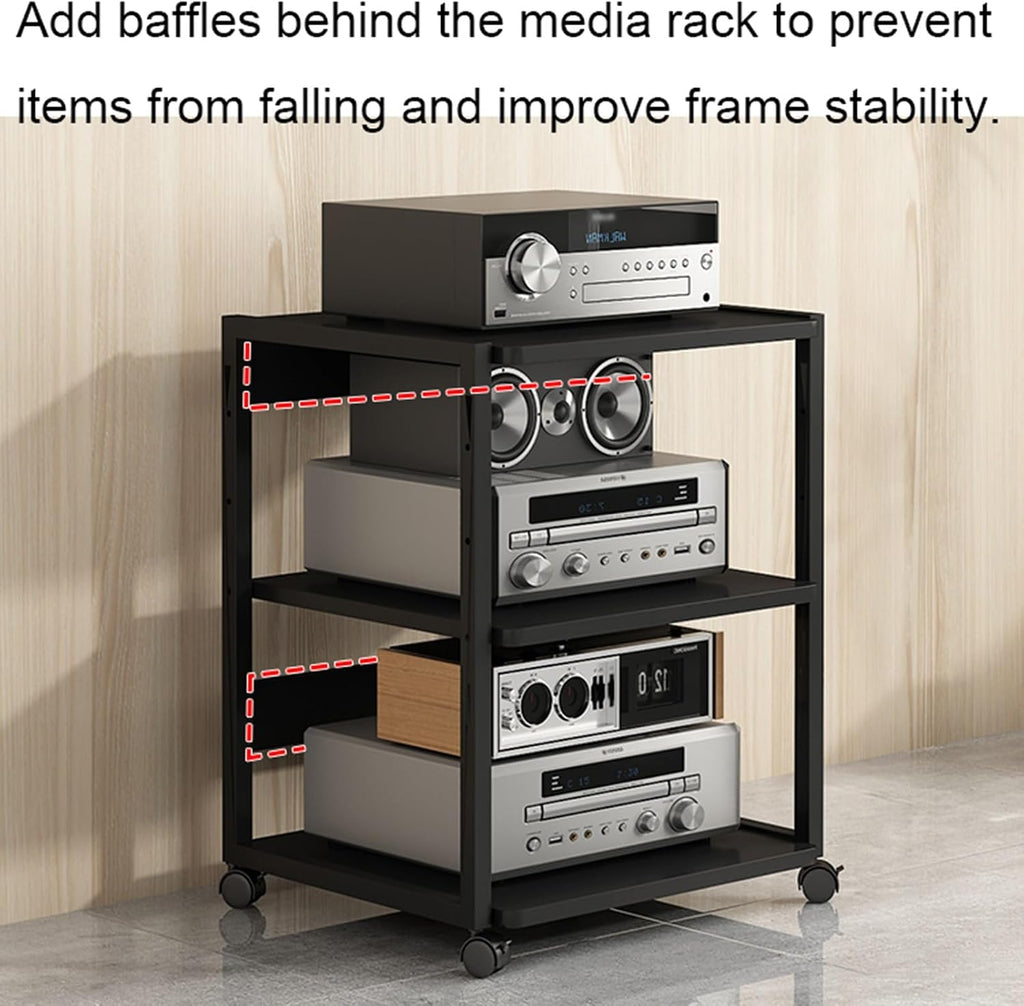 Modern Stereo Stand Cabinet, 3/4/5-Tier Media Console, Corner Entertainment Center with Wooden Shelves for Audio/Video Components, CD Rack, Home Storage (B, 3 Tier - 50x40x69.5cm)