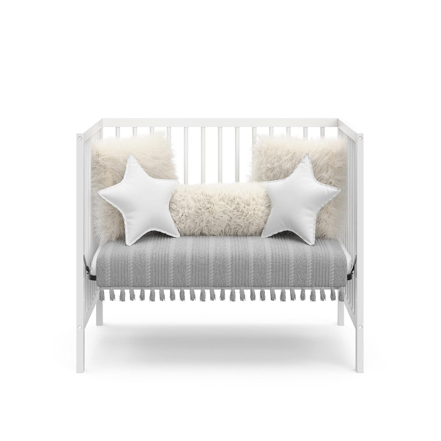 Graco Teddi 4-in-1 Convertible Mini Crib with Bonus Water-Resistant Mattress – GREENGUARD Gold Certified, 2.75-Inch Mattress Included, Small Spaces Crib, Easy 30-Minute Assembly (White)