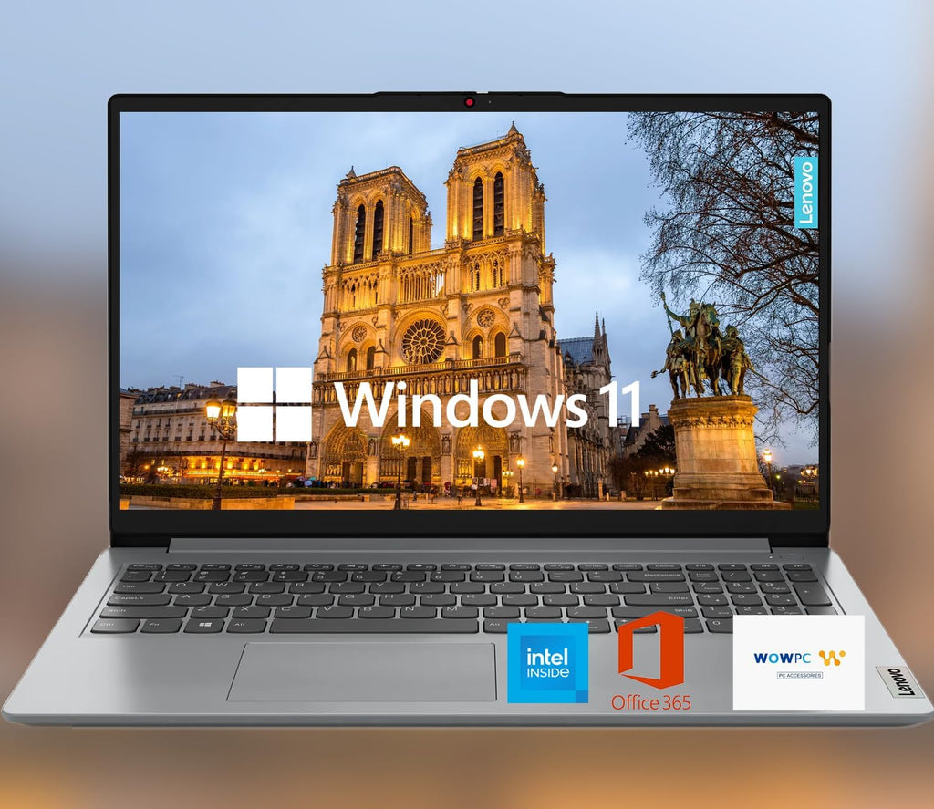 Lenovo 15.6' HD IdeaPad Anti-glare Screen w/ 1 Year Microsoft 365, 2.1TB SSD, 36GB RAM, Windows 11 Home, WiFi 6, HDMI, USB-C, Intel Processor, SD Card Reader, Up to 9.5 Hours Battery Life, w/WOWPC USB