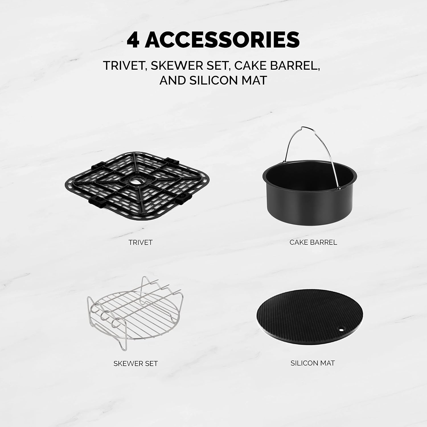 Kalorik MAXX® Digital 4-Quart 7-in-1 Air Fryer, LED Display, 21 Smart Presets, 4 Accessories, Recipe Book, 1600W, Stainless Steel, FT 50929 OW