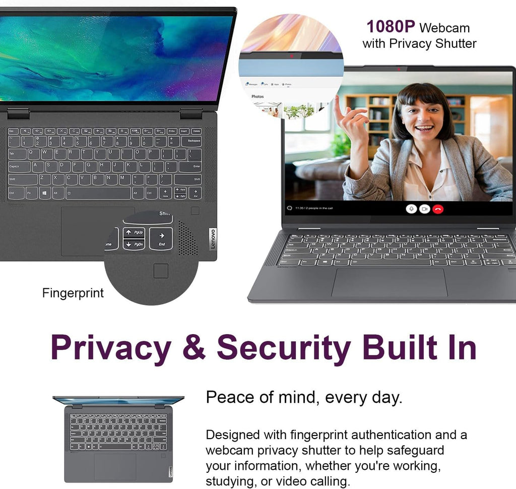 Lenovo IdeaPad 14' 2.2K QHD 2-in-1 Touchscreen Laptop | AMD Ryzen 7 Processor | Win 11 | 16GB RAM | 1TB PCIe SSD | Backlit Keyboard | Fingerprint | 1080P Camera | Convertible Laptop for Work & Study