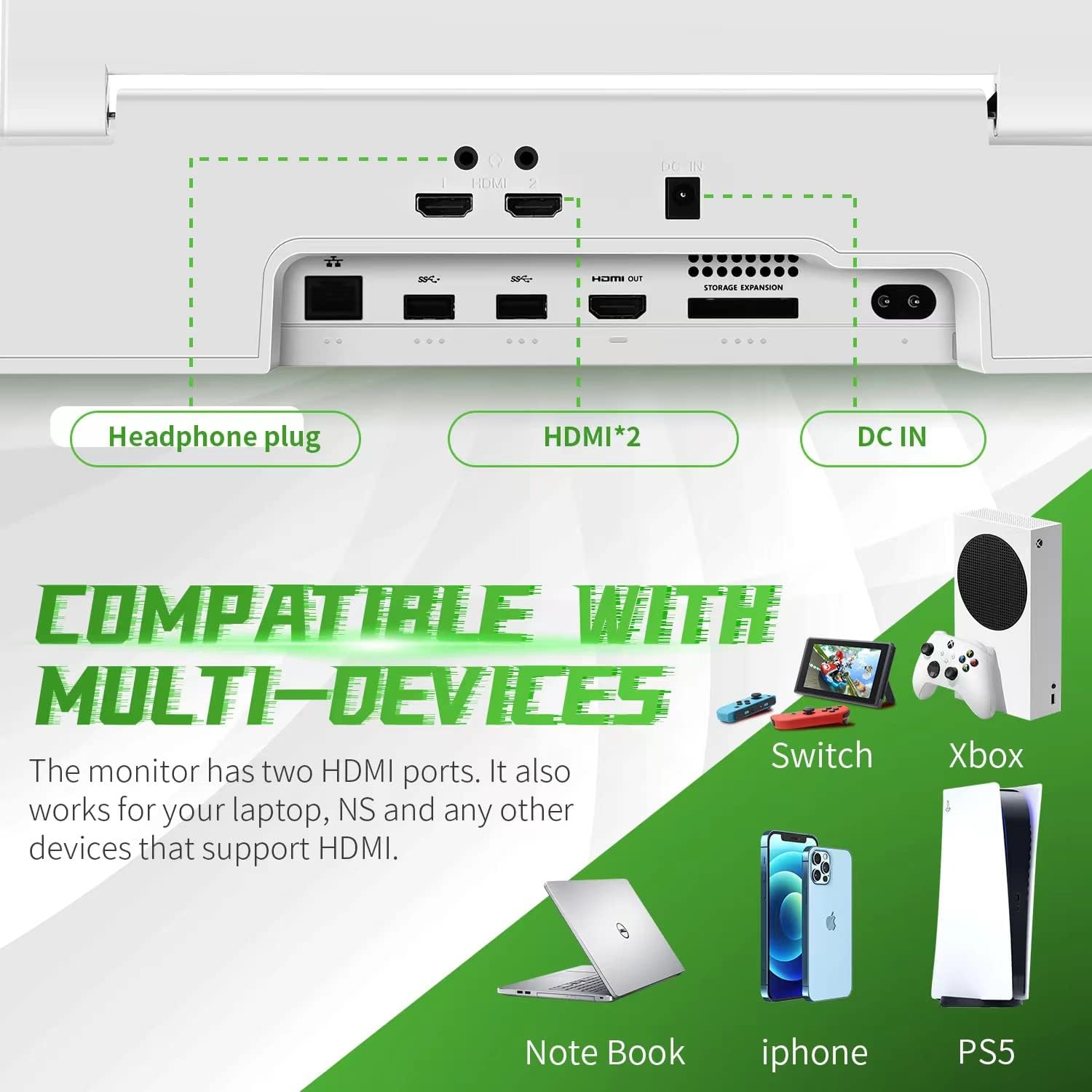 G-STORY 12.5'' Portable Monitor for Xbox Series S, 1080P Portable Gaming Monitor IPS Screen for Xbox Series S（not Included） with Two HDMI, HDR, Freesync, Game Mode, Travel Display