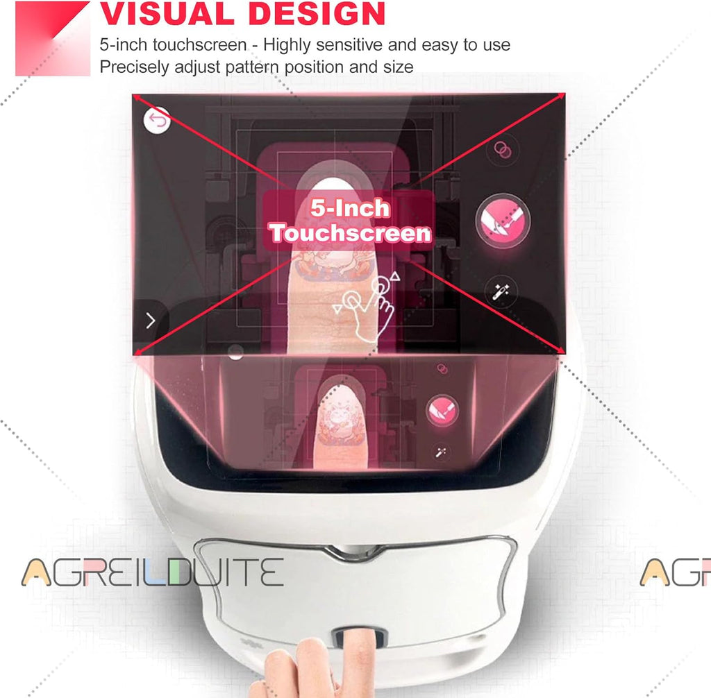 Digital Mobile Nail Art Printer,3D Automatic Nail Machine W/Over 800 Pictures of Nail, Touch Screen Display + Nail Dryer, Nail Art Printing Machine for Girls' Home Nails Machine