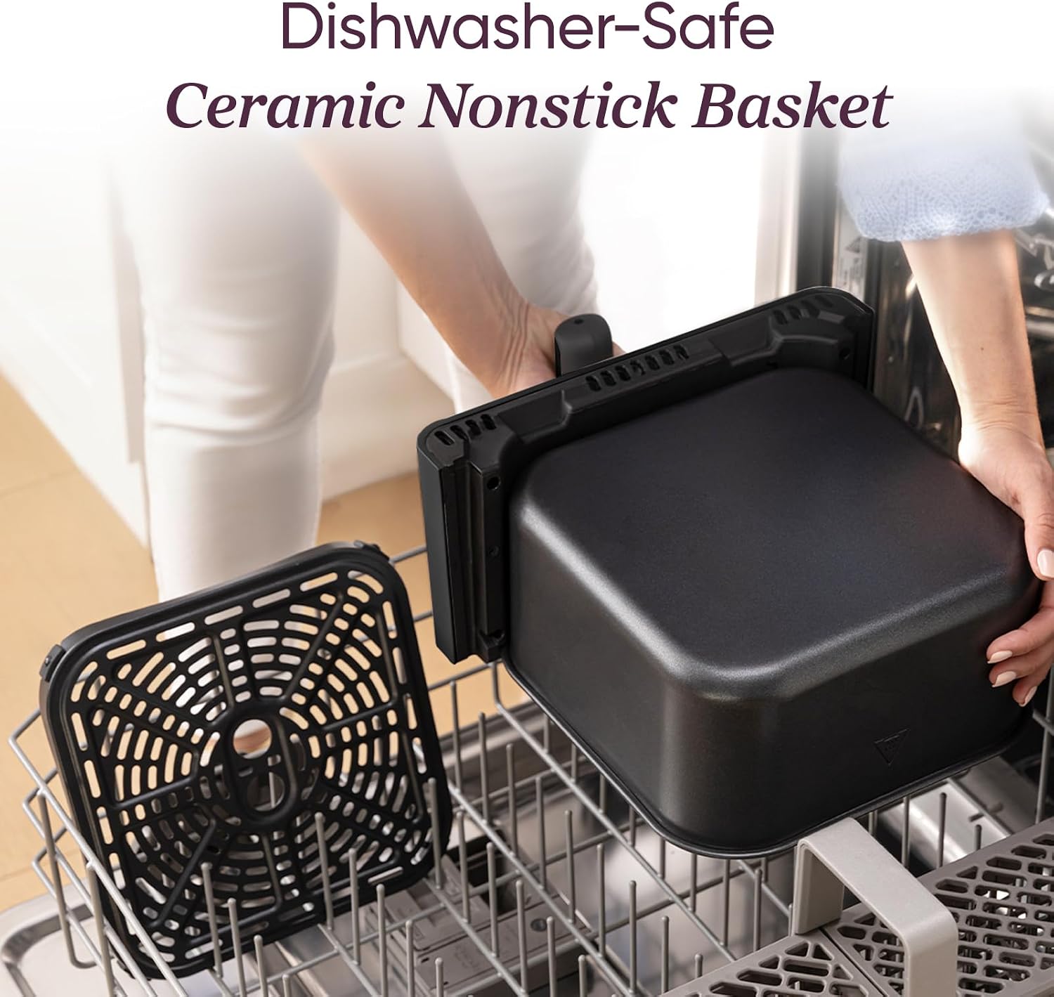 Cosori Air Fryer 6.8-Qt, 12 One-Touch Functions, Dual Heating Elements for Even Cooking, Ceramic-Coated Nonstick Basket, Dishwasher-Safe, 1750W, Family Size for 4-6, Gray