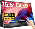 HONGO 4K OLED Portable Monitor, 15.6 Inch Touchscreen UHD 3840X2160 100% DCI-P3 100000:1 Multi-Touch HDR USB-C HDMI Travel Monitor for Laptop PC Phone Mac Xbox PS5/PS4