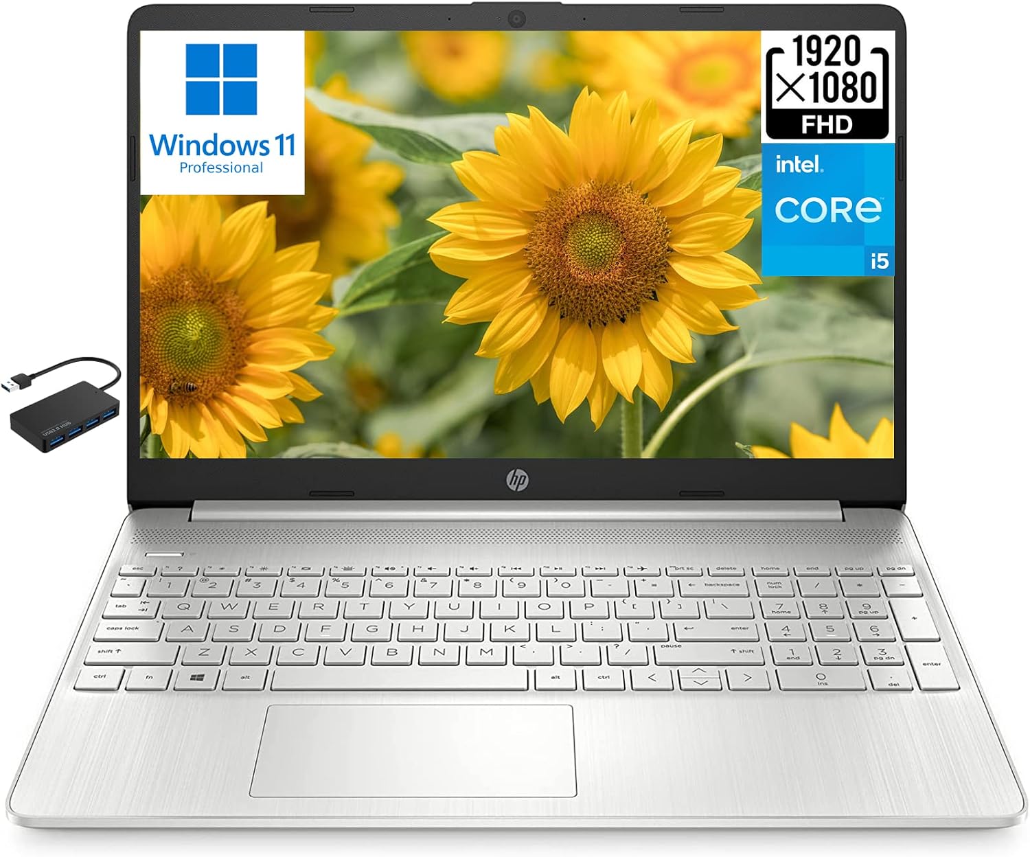 HP [Windows 11 Pro] 15.6' FHD Business Laptop Computer, Intel Core i5-1135G7, 16GB RAM 512GB SSD, w/Hub