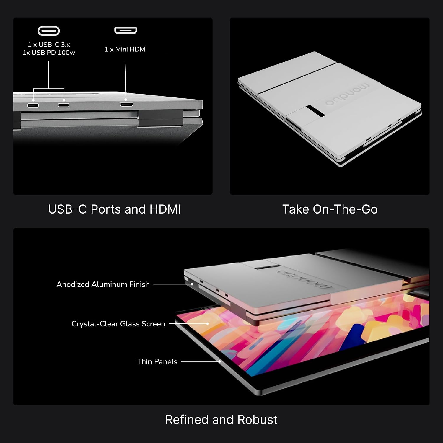 14' Pro Triple Laptop Glass Screen Extender, Dual 14' 2k Portable Monitors, 144Hz, 100% DCI-P3, 500 Nits, Aluminum Finish for 14' MacBook Pro & Windows, for Gaming, Creators, & Professional