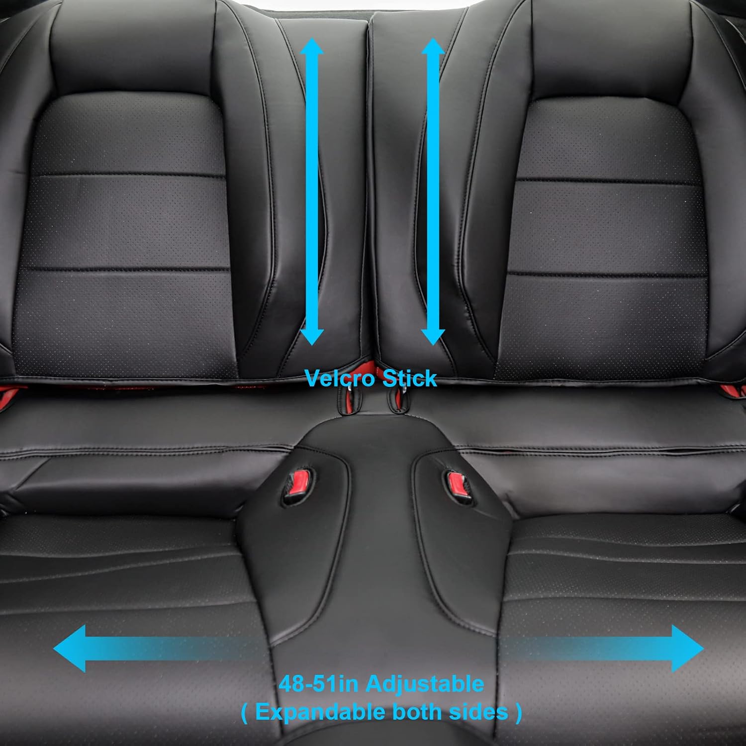 for Ford Mustang Seat Cover Custom Fit Hardtop Coupe 2015-2026 Leather Car Seat Covers Full Set (M-Black)