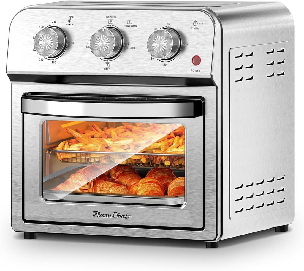 Family Size Air Fryer Toaster Oven Combo,13QT,360° Hot Air Circulation for Healthy Oil-Free Cooking, Multifunctional Convection Contertop Oven, Adjustable Time & Temp Control, Stainless Steel