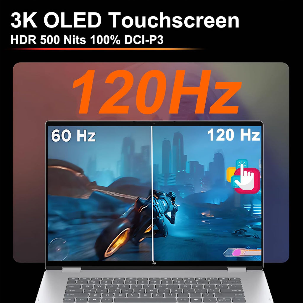 HP OmniBook 7 Flip 16 2-in-1 Professional Business Laptop 16' 3k OLED Touch Intel 8-core Ultra 7 Series 2 258V (Up to 47 Tops) 32GB RAM 4TB SSD 5MP IR Camera Wi-Fi7 Pen Win11Pro ICP Hub