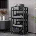 4 Tier Media Stand Component Storage Unit, Audio Video Equipment Rack, Wooden Stereo Receiver Shelf Record Player For Home Theater Club Office