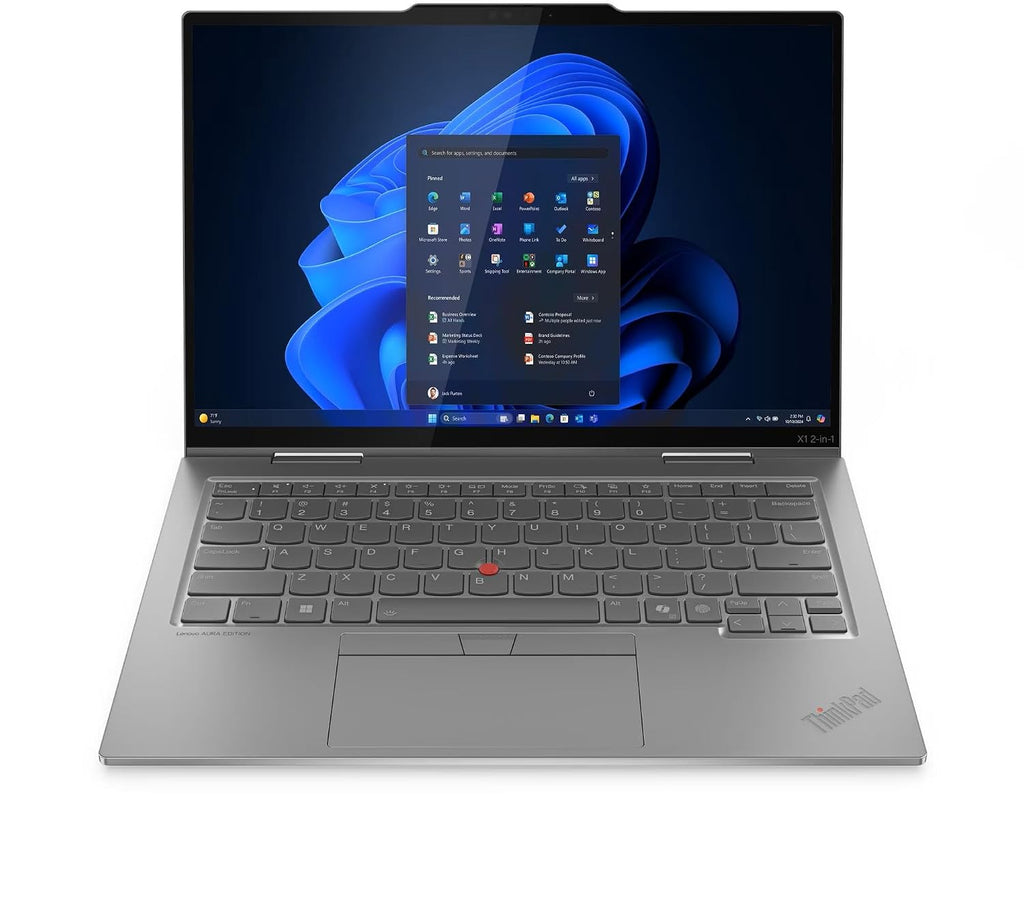 Lenovo ThinkPad X1 2-in-1 Gen 10 Aura Edition Laptop with Intel Core Ultra 7 255U Processor, 14' WUXGA 500nits Touchscreen Display, 32GB LPDDR5X-8400MT/s, 1TB SSD, FHD RGB+IR Cam, Pen, and Win 11 Pro