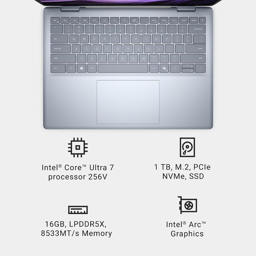 Dell 14 Plus Laptop DB14250-14-inch 16:10 2.5K (2560x1600) Display, Intel Core Ultra 7-256V, 16GB LPDDR5X RAM, 1TB SSD, Intel Arc Graphics, Backlit Copilot Key Keyboard - Windows 11 Home