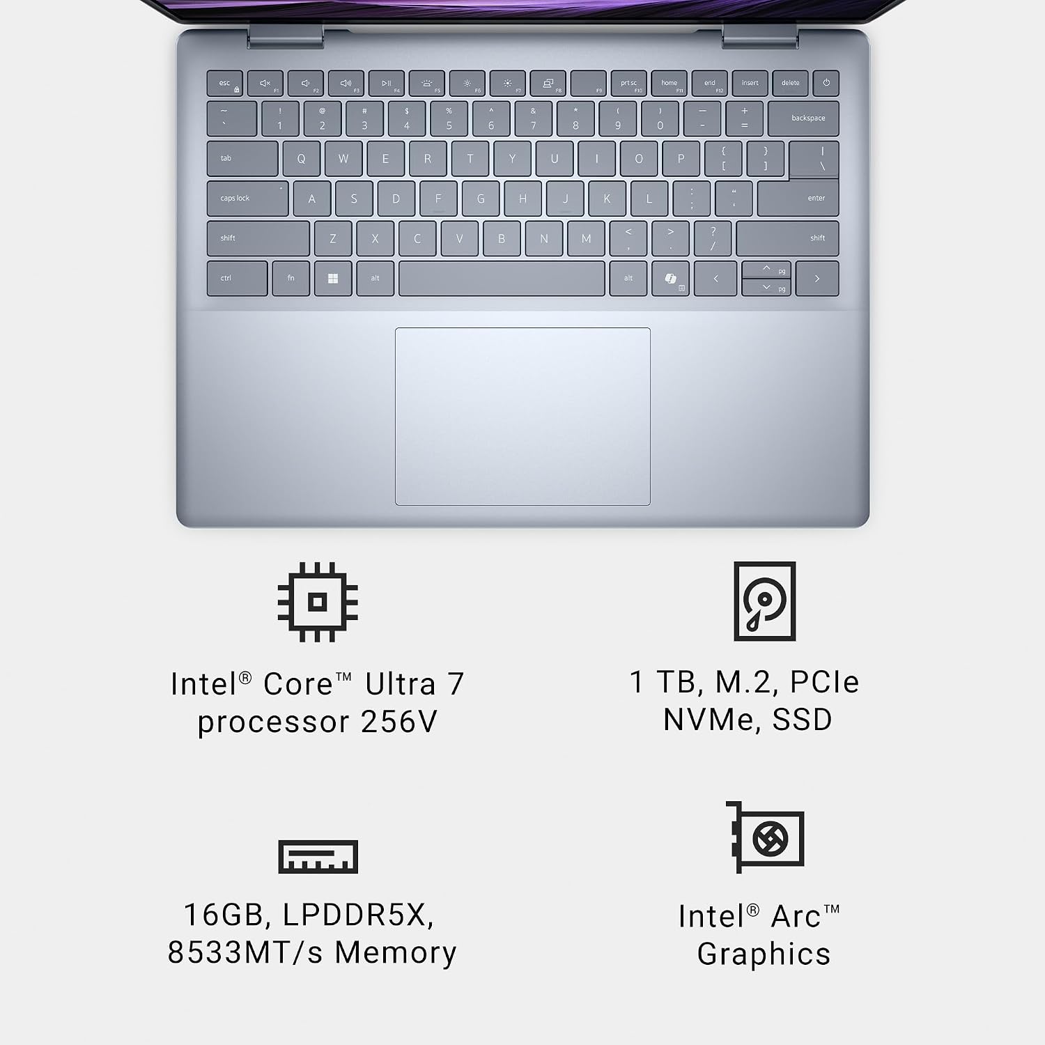 Dell 14 Plus Laptop DB14250-14-inch 16:10 2.5K (2560x1600) Display, Intel Core Ultra 7-256V, 16GB LPDDR5X RAM, 1TB SSD, Intel Arc Graphics, Backlit Copilot Key Keyboard - Windows 11 Home