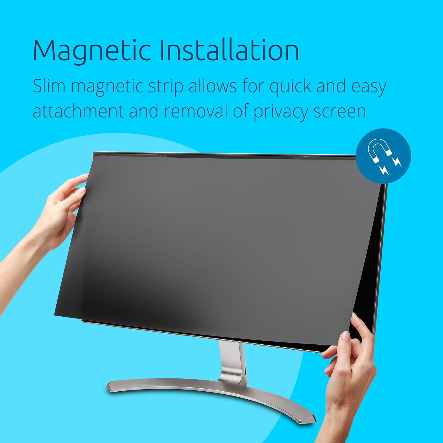 Kensington MagPro 27 Inch Magnetic Computer Privacy Screen for Desktop, Removable 16:9 Computer Privacy Filter, Anti-Glare Blue Ray Reduction, Compatible with Slim Bezel Monitors, K55419WW