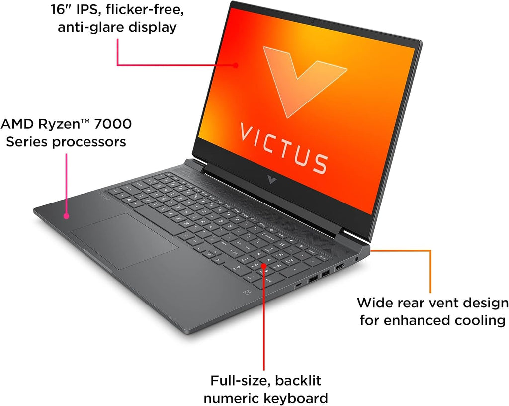 HP Victus Gaming Laptop 16-r0001sa | Intel Core i5-13500H Processor | 16GB RAM | 512GB SSD | NVIDIA GeForce RTX 3050 Laptop GPU | 16 inch FHD 16:9 Display | 144Hz | Microsoft Windows 11 | Silver