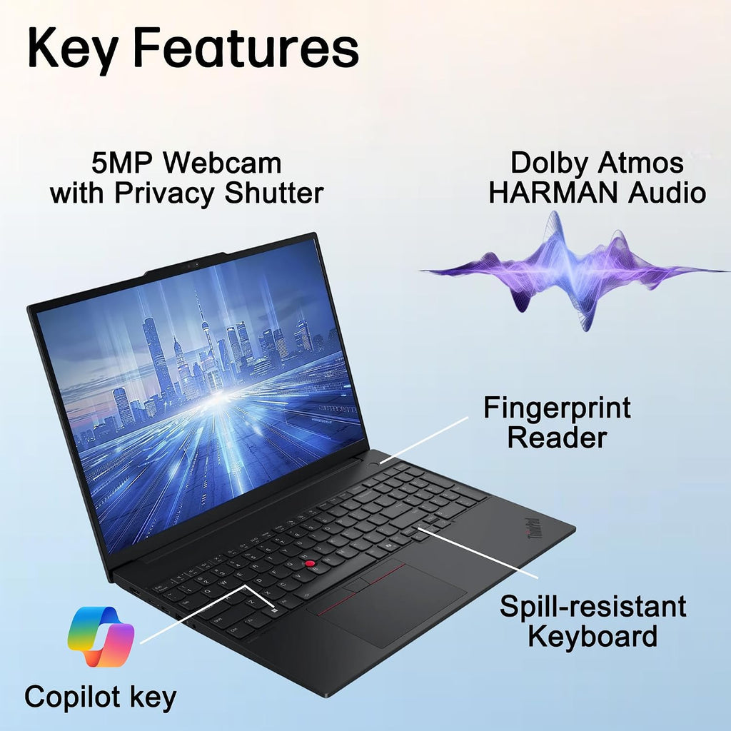 Lenovo ThinkPad E16 Gen 3 Business AI PC Laptop (16' FHD+ Touchscreen, AMD Ryzen 7 250 (> Intel i7-1355U), 32GB DDR5 RAM, 1TB SSD), 1080P IR Webcam, Fingerprint, Thunderbolt 4, Ethernet, Win 11 Pro