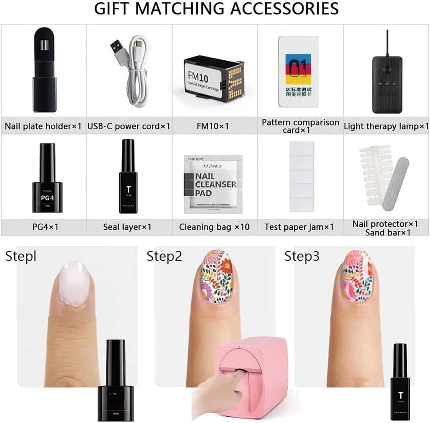Nail Art Printer, 3D Automatic Nail Printer Machine, Support Self-Made Patterns, Portable Mobile Nail Painting Machine, for Kid/Nail Studio/Manicurist/Nail Lovers,Rosegold
