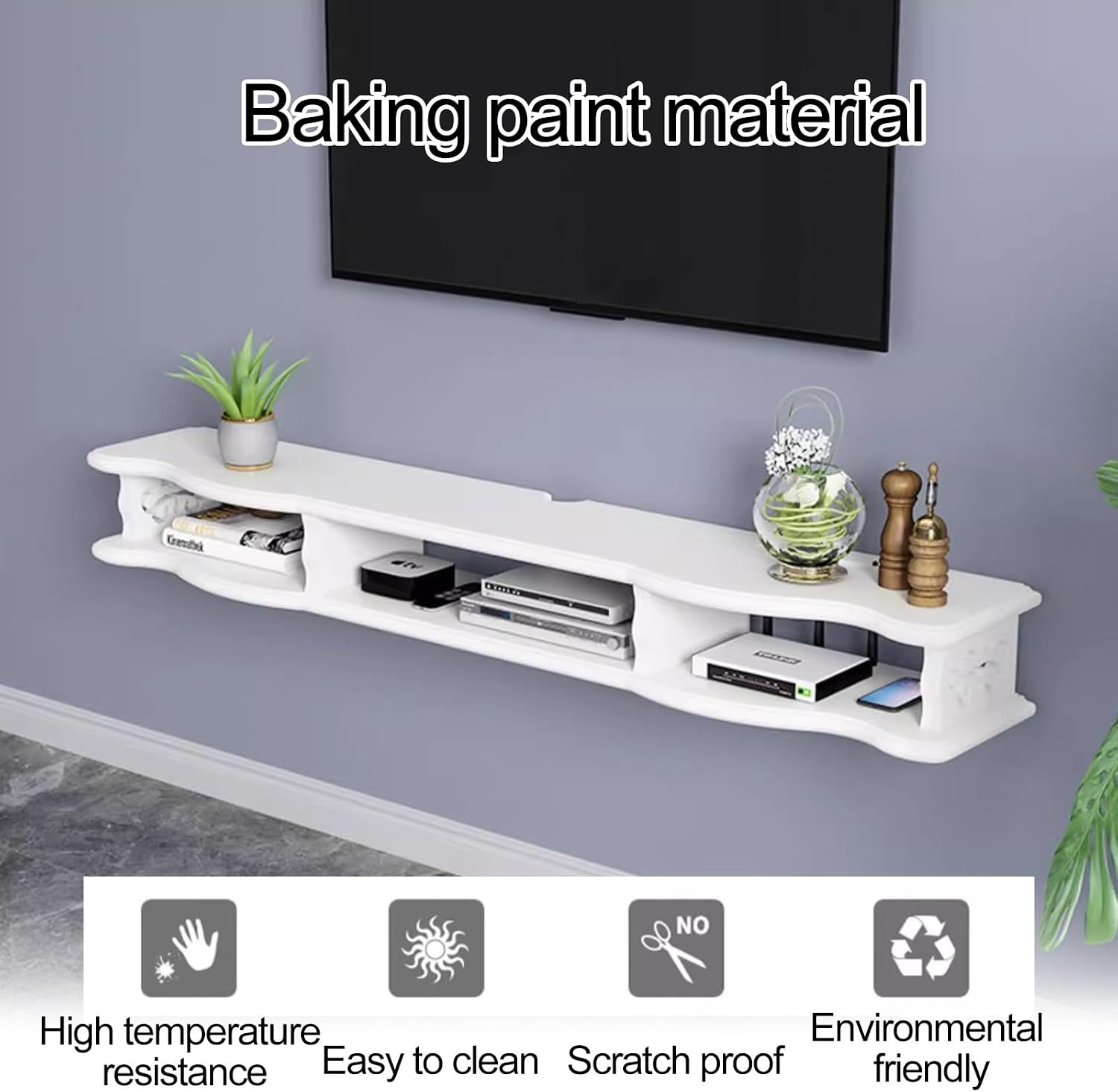 Floating TV Stand, Wall Mounted TV Shelf Ntertainment Media Center TV Unit Audio and Video Equipment Rack for Media Room Gaming Room and Home, for 32-75in TVs (Size : 140x24x16cm/55x9x6in)