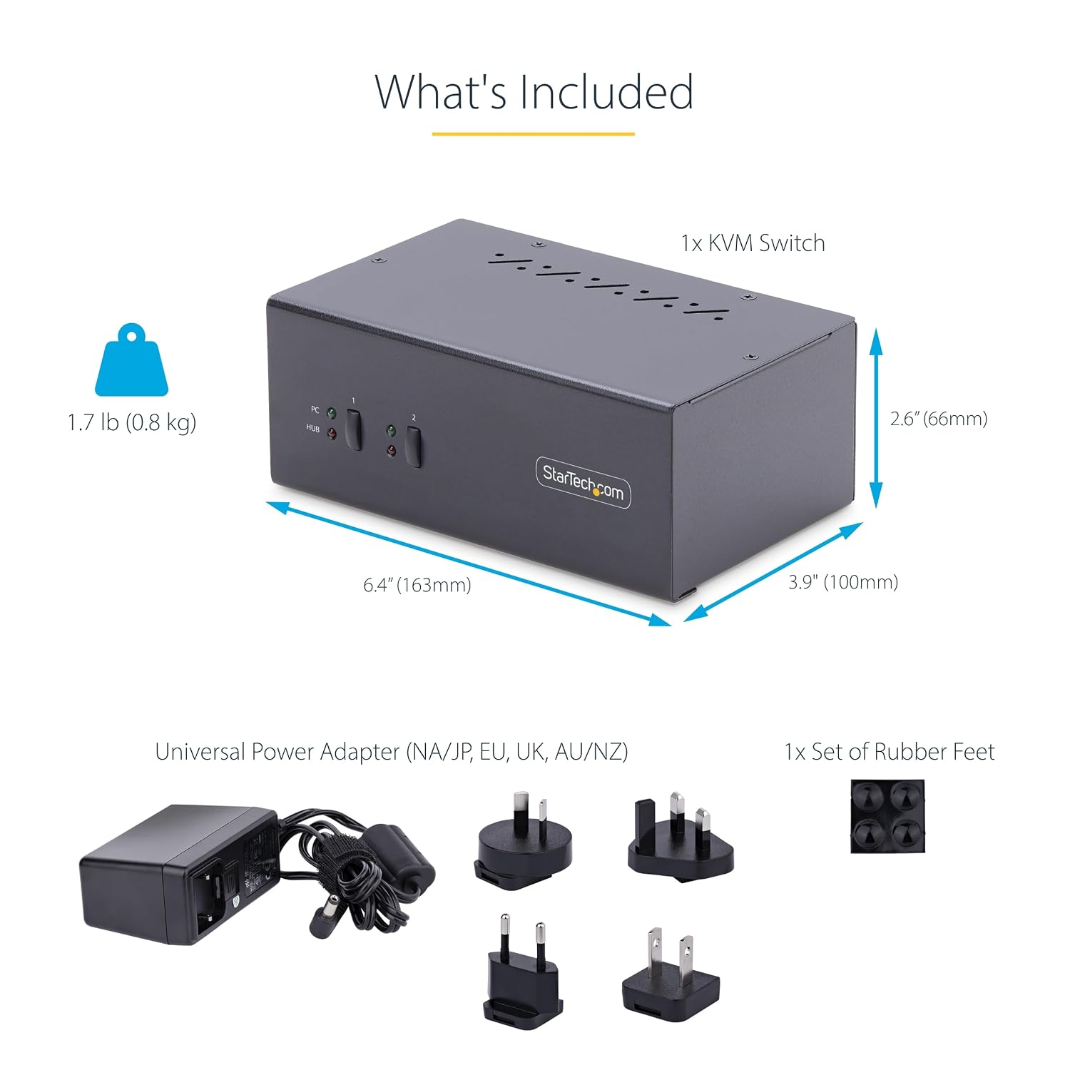 StarTech.com 2-Port Dual-Monitor DisplayPort KVM Switch, 4K 60Hz, 2X USB 5Gbps Hub Ports, 2X USB 2.0 HID Ports, Hotkey and Push-Button Switching, TAA Compliant (P2DD46A2-KVM-SWITCH)