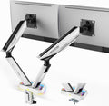 ARES WING RGB Dual Monitor Arm for 17-38' Ultrawide Screens, Holds 35.2lbs, Heavy Duty Dual Monitor Stand for Desk, Adjustable Double Monitor Mount with Clamp & Grommet Base, 75/100 VESA Mount, White