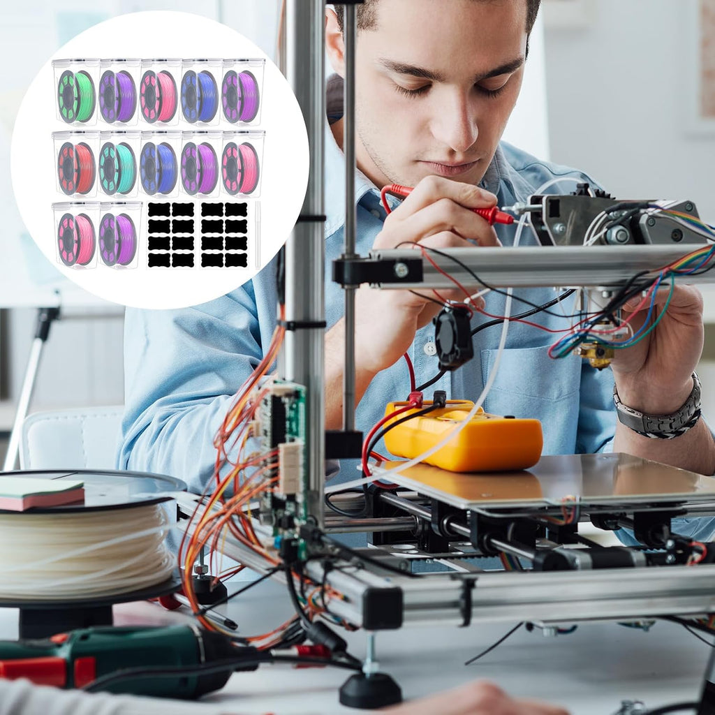 Blushtier 24 Pcs Large Filament Storage Box with Lids 3D Printer Dryer Clear Box Portable Storage with Label for 3D Printing Filaments Sealing and Protection 9.76 * 9.64 * 4.5inch