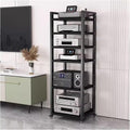 Tall Stereo Racks And Stands on Wheels Media Storage Cabinet Rack, Black Modern Entertainment Stereo Components Stand, Audio Video Equipment Rack（6 tier-60cm wide）