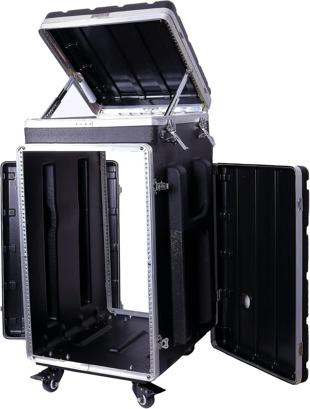 Crossrock Console case with wheels for 10U adjusted rack rail on top,16U front & rear(CRC16MAX/W), Console-10U/16U