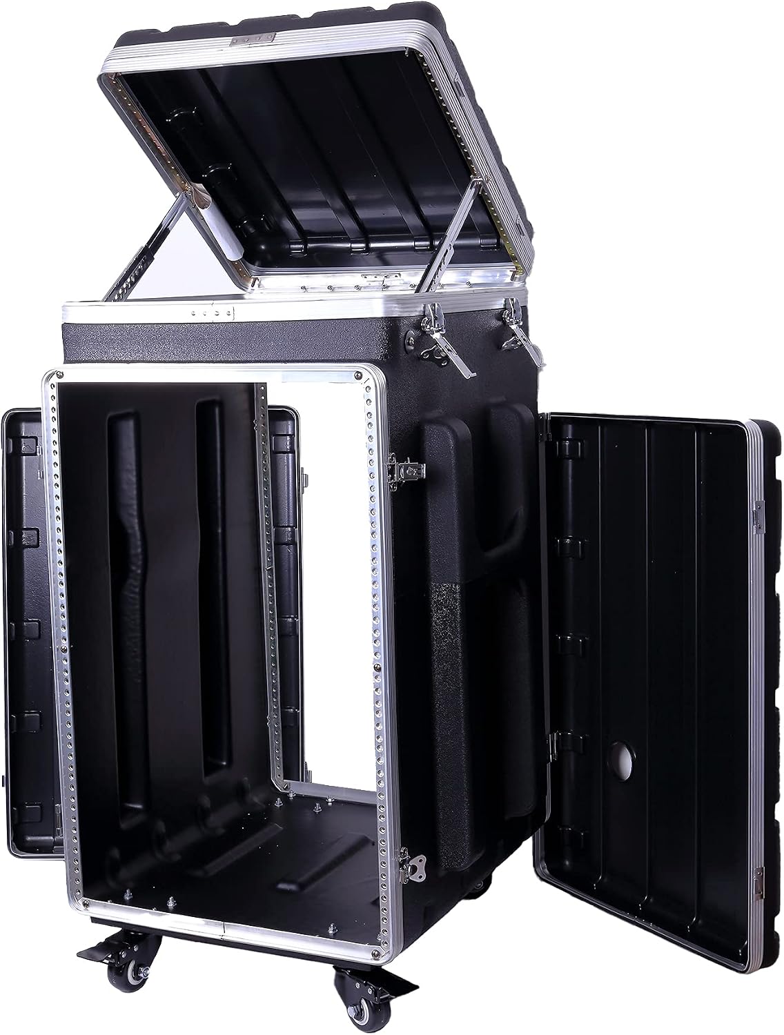 Crossrock Console case with wheels for 10U adjusted rack rail on top,16U front & rear(CRC16MAX/W), Console-10U/16U