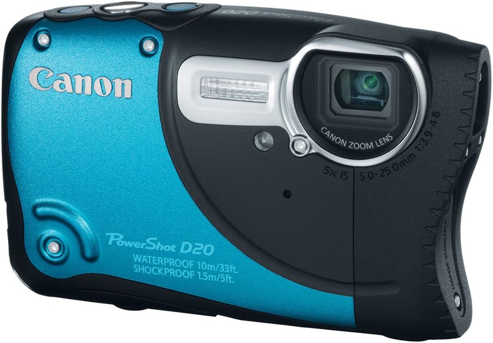 Canon PowerShot D20 12.1 MP CMOS Waterproof Digital Camera with 5X Image Stabilized Zoom 28mm Wide-Angle Lens a 3.0-Inch LCD and GPS Tracking (Blue)