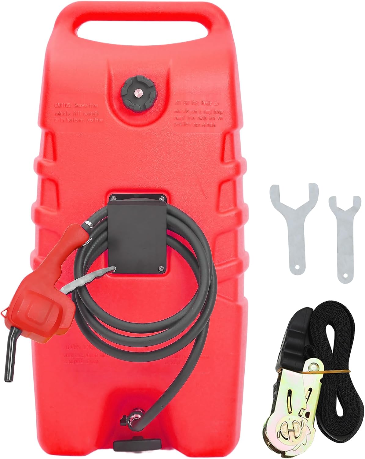 GAOMON Fuel Caddy, 14 Gallon Portable Gas Fuel Tank Container with LE Fluid Transfer Siphon Pump and 10ft. Delivery Hose, Diesel Storage Can On-Wheels for Cars, Lawn Mowers, ATVs, Boats - Red